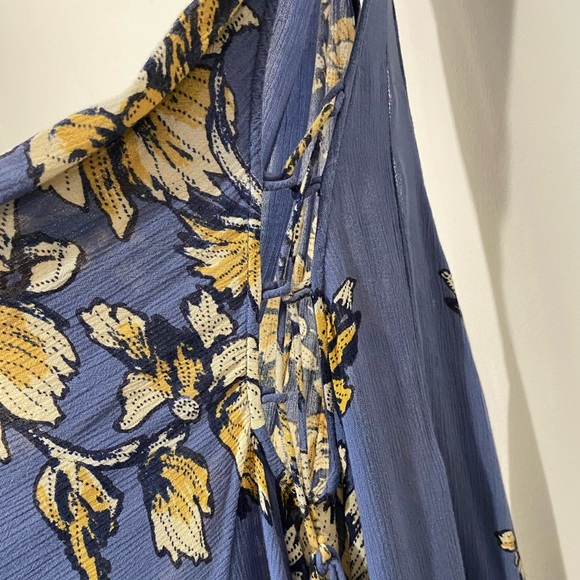 Free People Lace-Up Floral Racerback Swing Dress Women’s Small Boho Whimsical - Picture 5 of 16